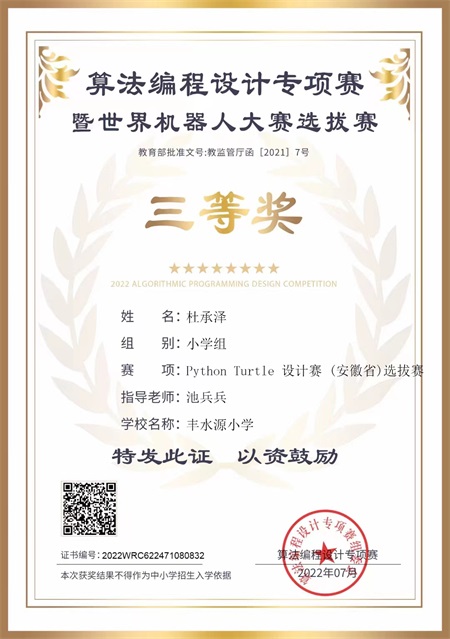 设计赛 (安徽省)选拔赛——三等奖